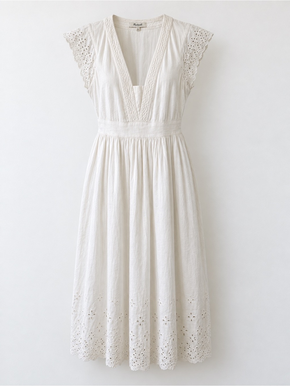 Madewell Nightbreeze Eyelet V-Neck Midi Dress